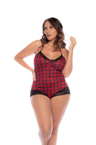 Mapale Siren Lingerie Set – Made in Colombia (7590X) 1/2X / Red Plaid