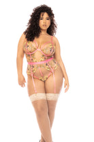 Mapale Velvet Lingerie Set – Made in Colombia (8821X) 1/2X / Pink Garden