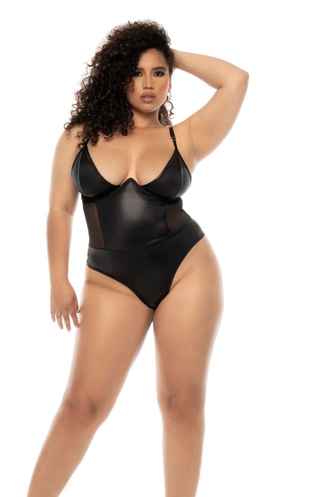 Mapale Celestial Lingerie Set – Made in Colombia (2752X) 1/2X / Wet Look Black