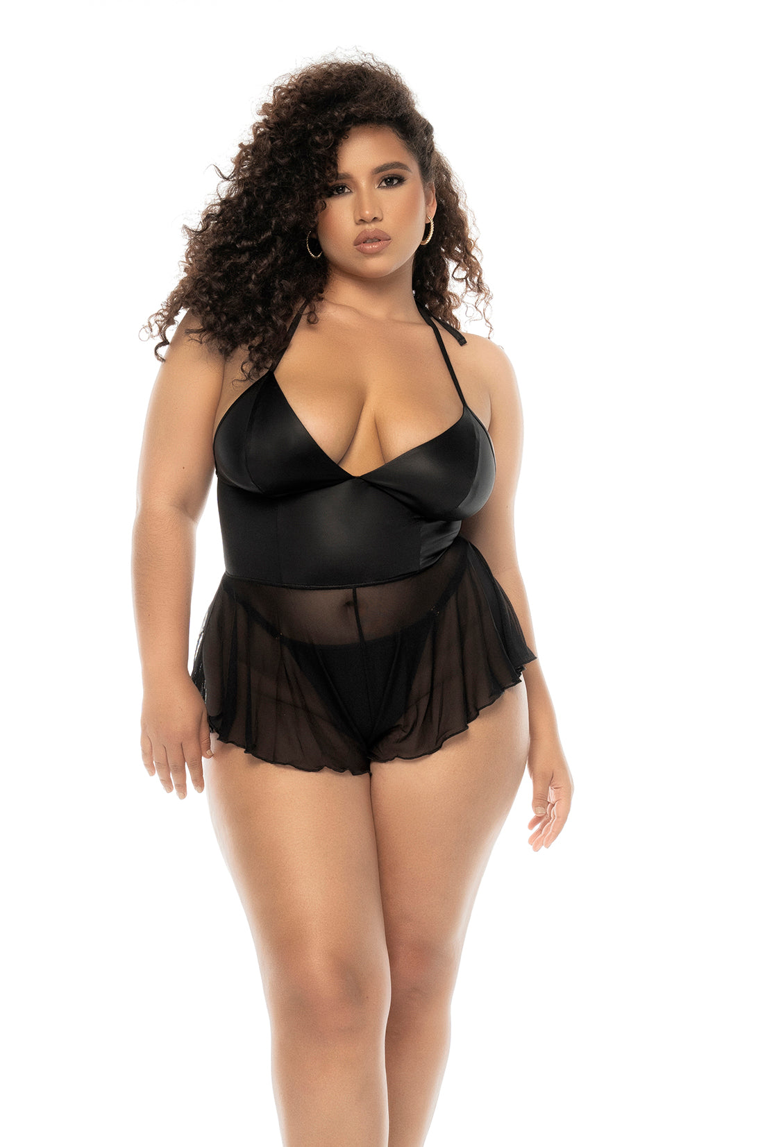 Mapale Oasis Lingerie Set – Made in Colombia (7547X) 1/2X / Wet Look Black