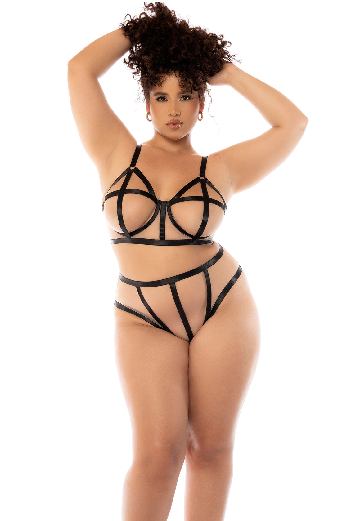 Mapale Palms Lingerie Set – Made in Colombia (8849X) 1/2X / Nude/Black